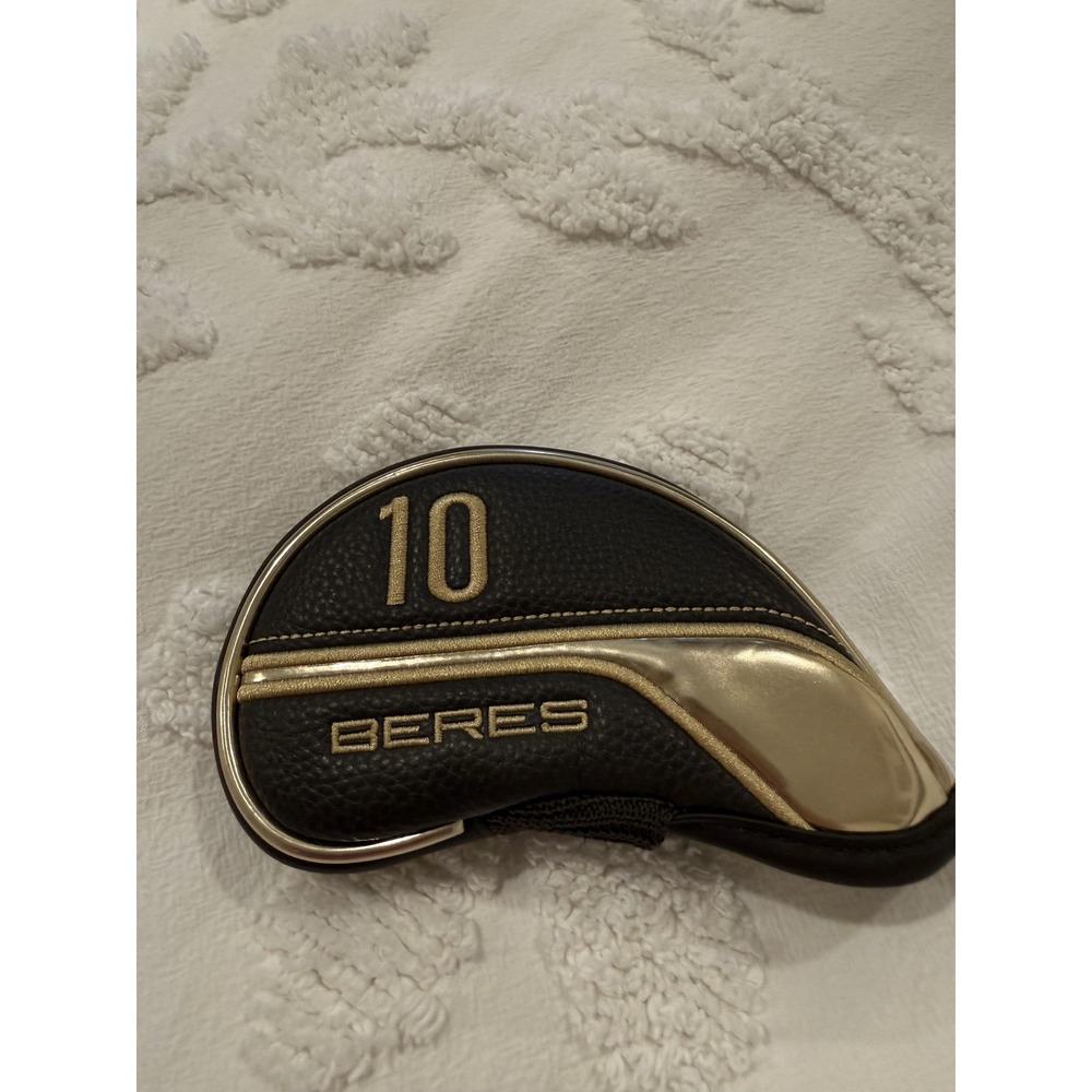 Honma Beres 10 Iron Headcover Black Gold Vinyl Nylon Golf Club Cover Easy ID